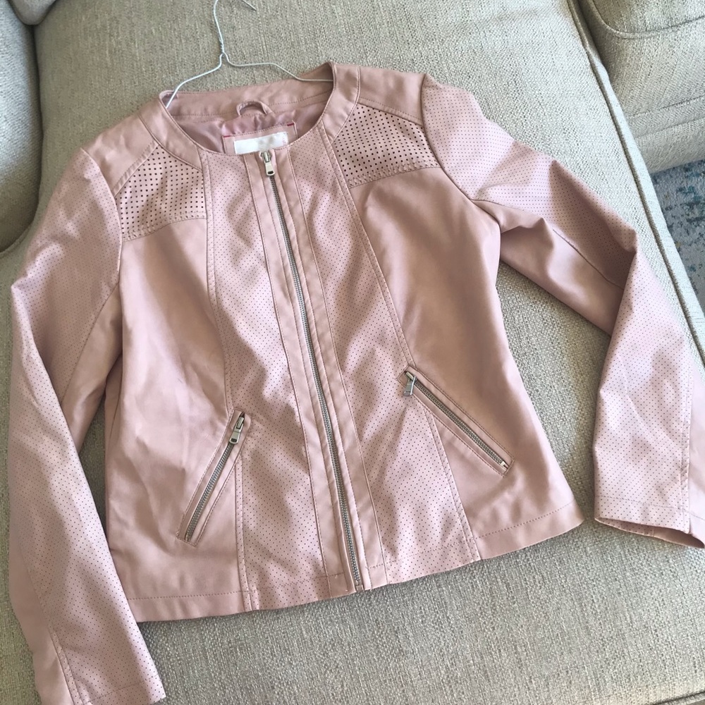 Pink Faux Leather Jacket